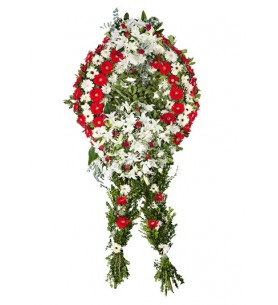 Cenaze Çelenk - Beyaz ve Kırmızı Gerberalar